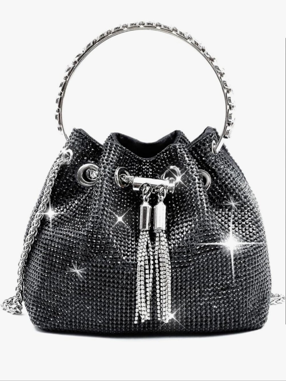 Rhinestone Purse for Women Sparking Evening Bags Bucket Bag
